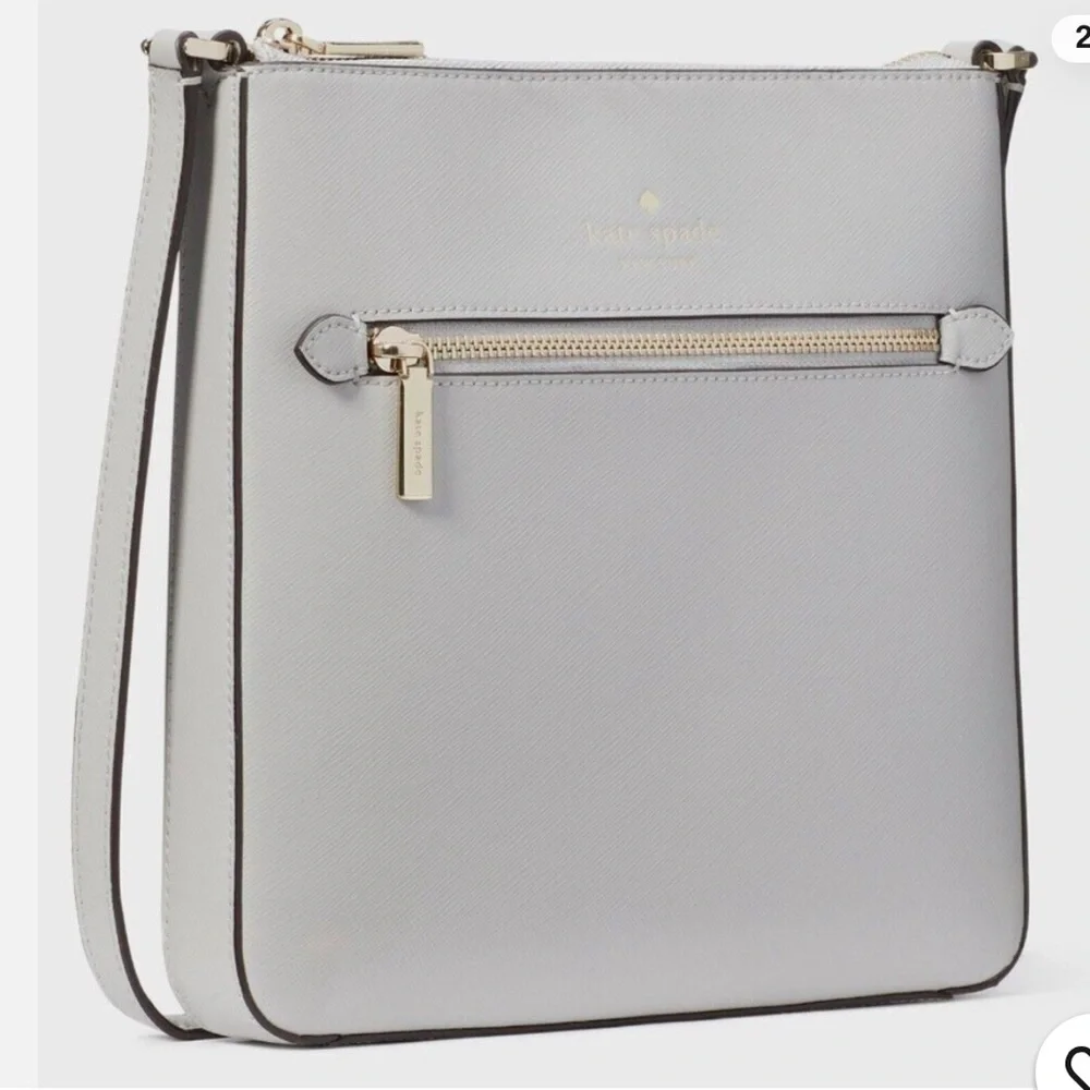 Kate Spade Gray Sadie North South Leather Zip Top Crossbody Bag